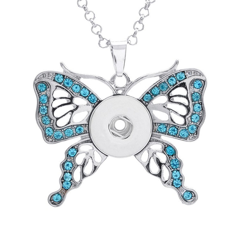 

lady necklaces pendants for dye sublimation Butterfly button necklace pendant heart transfer printing blank material customized gift