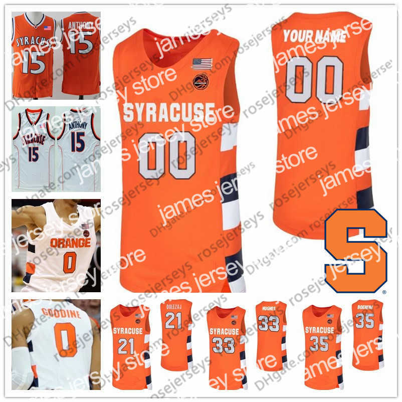 

College Basketball Wears Custom Syracuse Orange 2020 Basketball Any Name Number White #21 Marek Dolezaj 33 Elijah Hughes 35 Buddy Boeheim Men Youth Kid Jersey