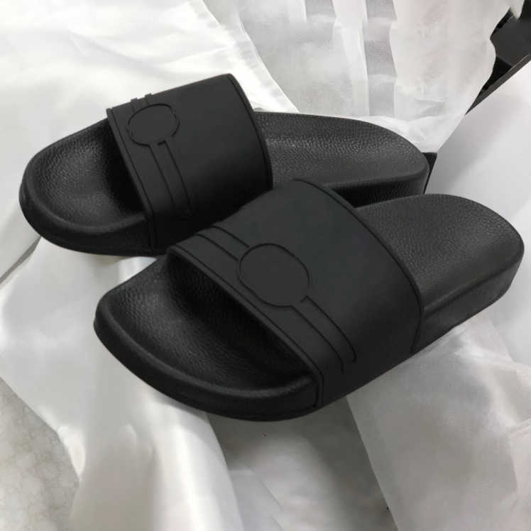 

Women Sandals Slide Brand Rubber Slipper White Black Wide Flat Slip On Sandals Summer Thin Bottom Outdoor Beach Flip Flop Size 35-46 With Box NO010
