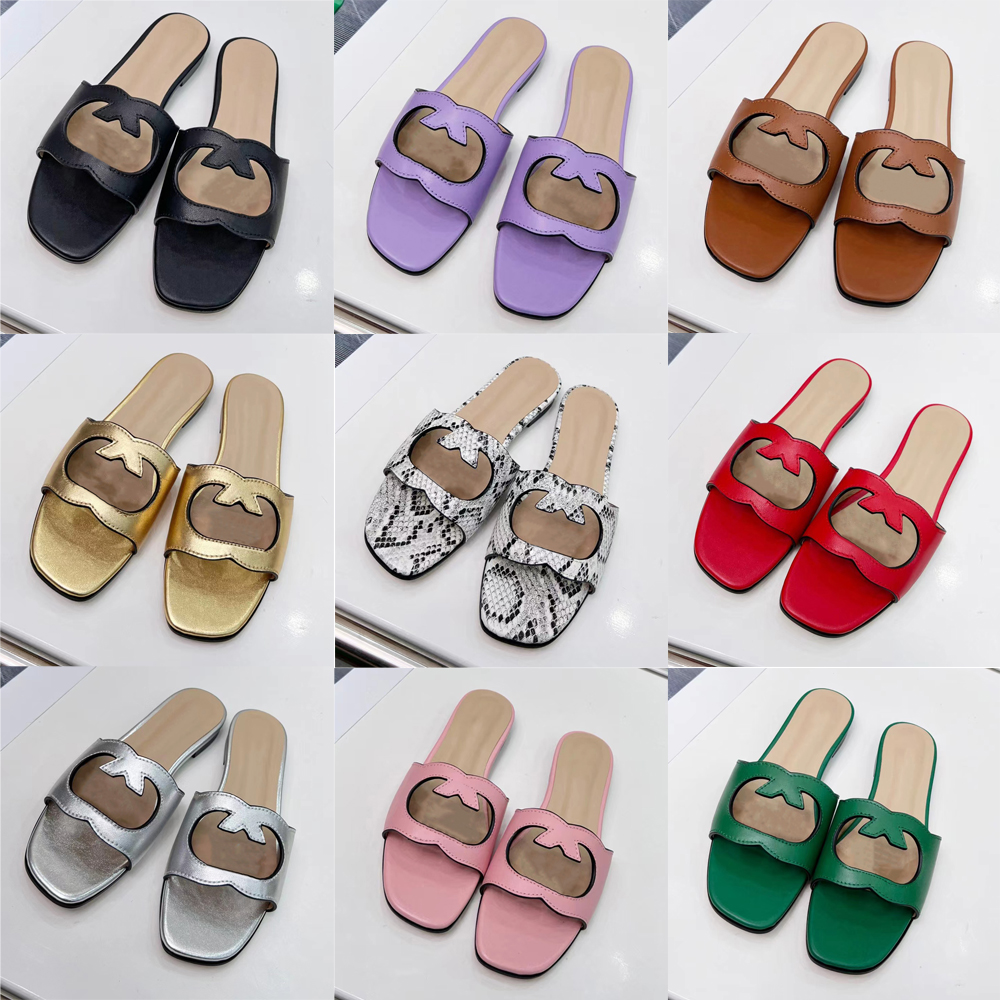 

Slipper Women's Interlocking G Cut-out Slide Sandal Love Parade Collection White Leather Flat Heel Height Luxury Designer Beach Holiday