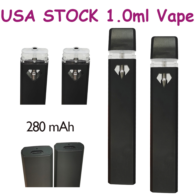 

1.0ml Disposable Vape Pen E Cigarettes USA STOCK Rechargeable Vapes Empty Ceramic Cartridge Thick Oil Device Vaporizer Pens 280mah Vaporizers Black Ecig 200 pcs/ case