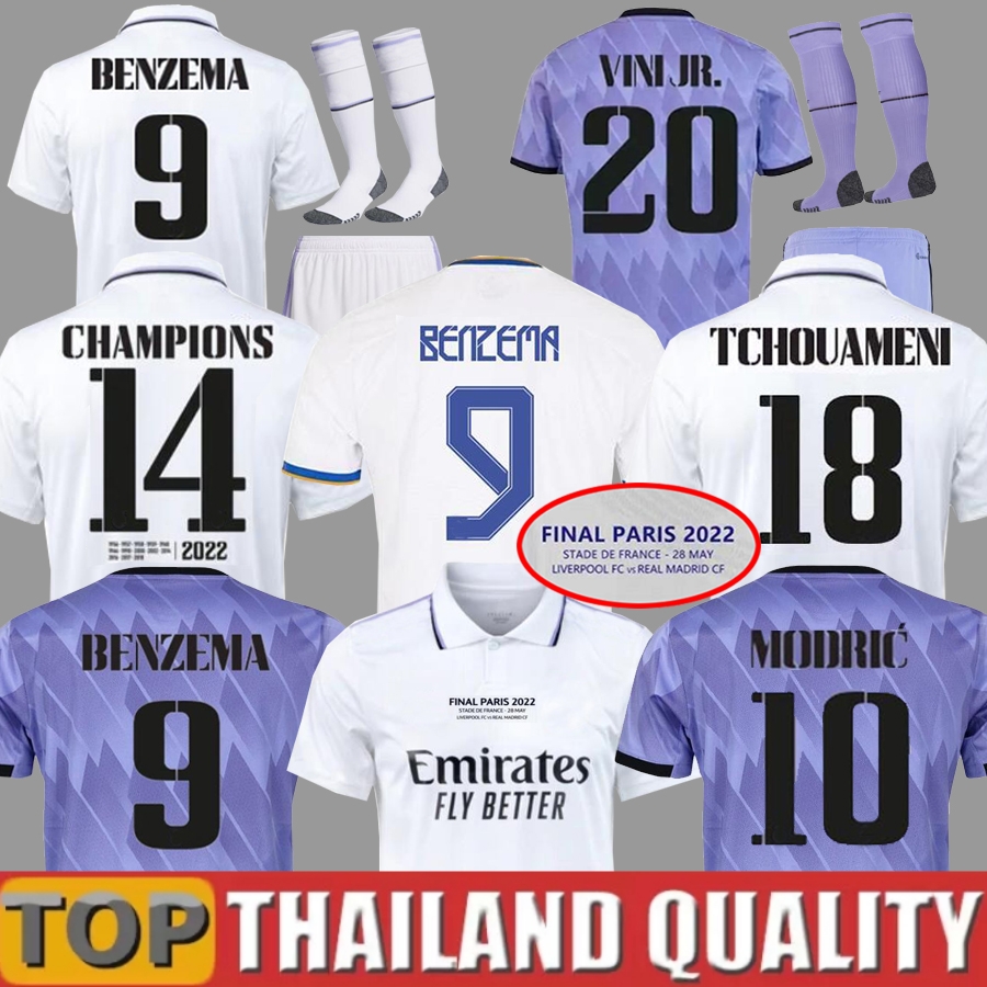

BENZEMA soccer jerseys 22 23 football shirt VINI JR CAMAVINGA 120th Y-3 ALABA HAZARD ASENSIO MODRIC MARCELO KROOS Final 2022 2023 camiseta men kids kit uniforms, 22 23 away kids