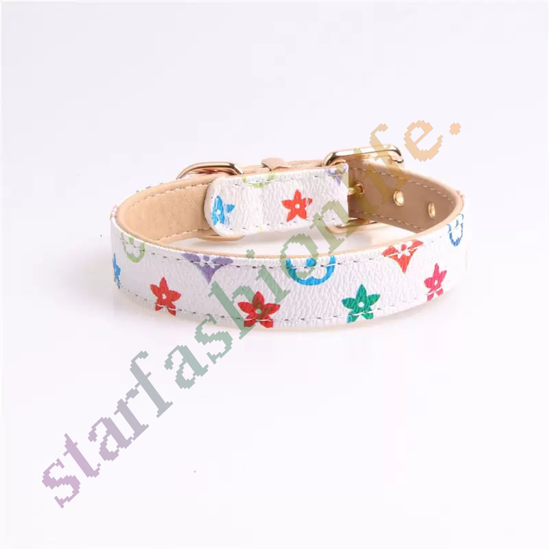 

10 Colors Dog Collars Classic Print Designer Pet Leashes Indoor Outdoor Durable PU Collar Leash Set