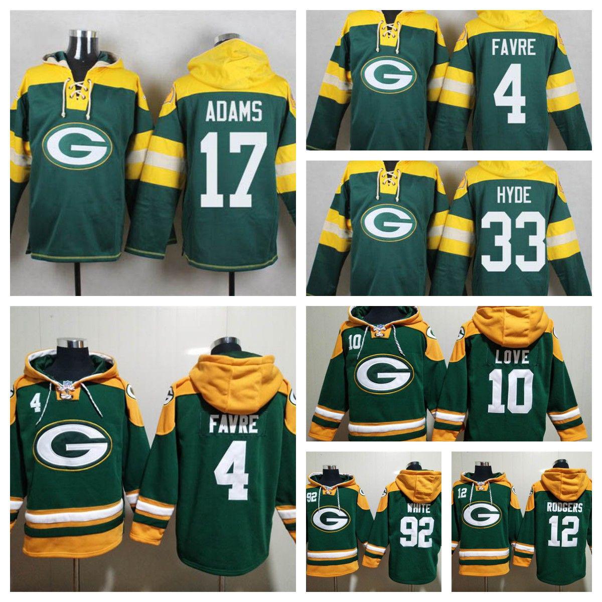 

Jersey Men's Custom Player Blank Green Lace-Up Pullover Aaron Rodgers Charles Woodson Davante Adams Reggie White Hoodie football