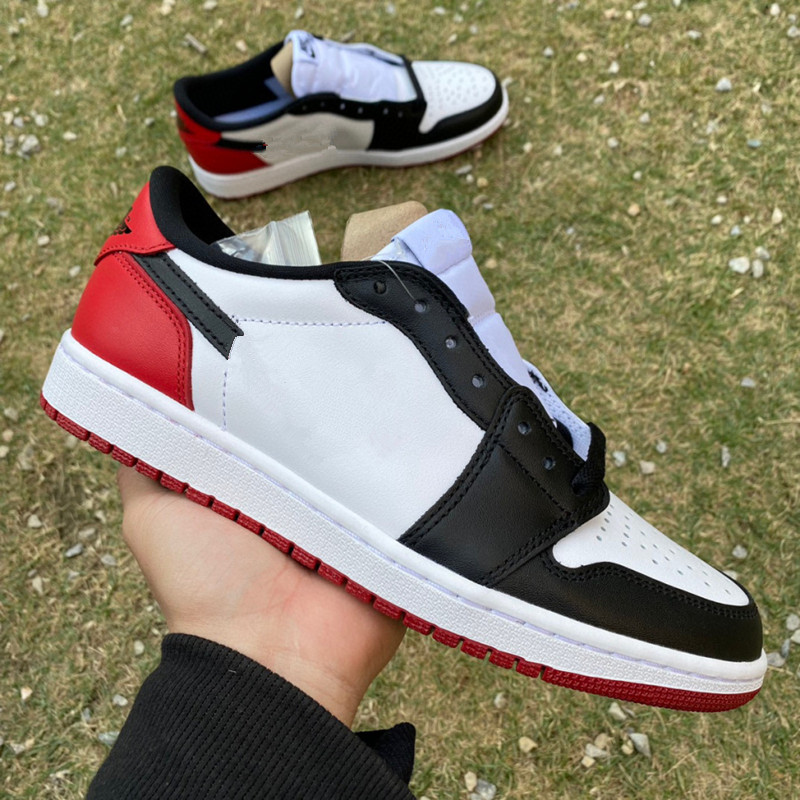 

Jumpman 1s Low Black Toe Basketball Shoes Mens 1 Low White Black Varsity Red designer Shoes Sports Sneakers Original Quality Ship With box Size EU40-47.5
