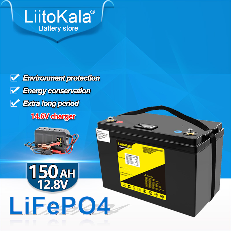 

LiitoKala 12.8V 150Ah Lifepo4 battery pack 12V150Ah lithium iron phosphate deep circulating battery for marine motor inverter with 14.6V charging AAA