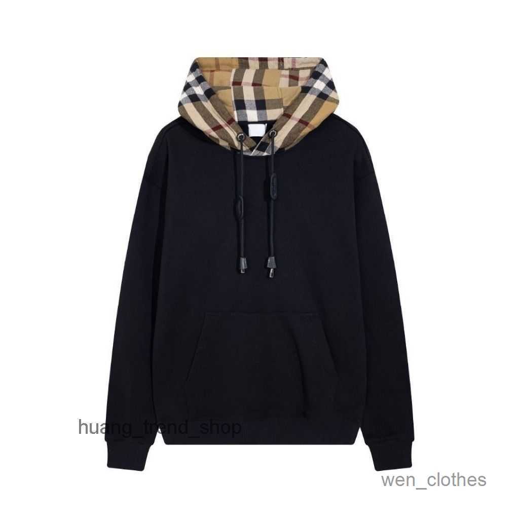 

Designer Burbrerys Mens Hooded Correct Version of Autumn and Winter Lattice Hoodie Loose Long Sleeved Sweater for Men Trend LVGM, Black collection focuses on priority