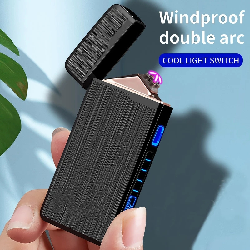 

USB Electric Lighter Plasma Dual Arc Windproof Of Men Flameless Cigarette Lighters Rechargeable Lighter Touch Sensor For Gift