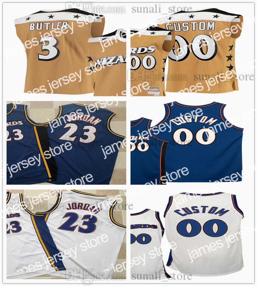 

Basketball Jerseys Custom Retro Basketball John Wall 2 Jerseys Caron Butler 3 Gilbert Arenas 0 Blue White Yellow, New black