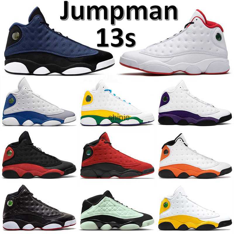 

13s Jumpman High Quality Basketball Shoes Mens Women Brave Blue History of Flight Playground Court Purple Reverse Bred Playoffs Singles Day, D11 36-40 soar pink
