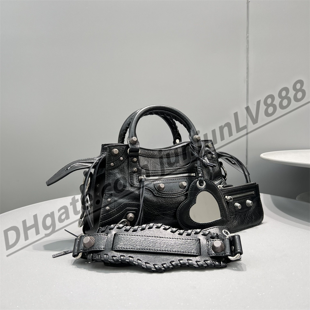 

Top genuine motorcycle bag women's luxury fashion shoulder cool girl crossover Pink Mini wax black silver pin white bag women Evening Bags purses