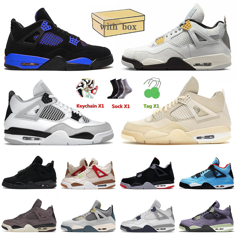 

2023 2023 with Box Jorden 4 Men Basketball Shoes Photon Dust J4 Sail Offs White Military Black Blue Thunder Jumpman Bred Jorda 4s Iv Mens Women, B33 violet ore 36-47