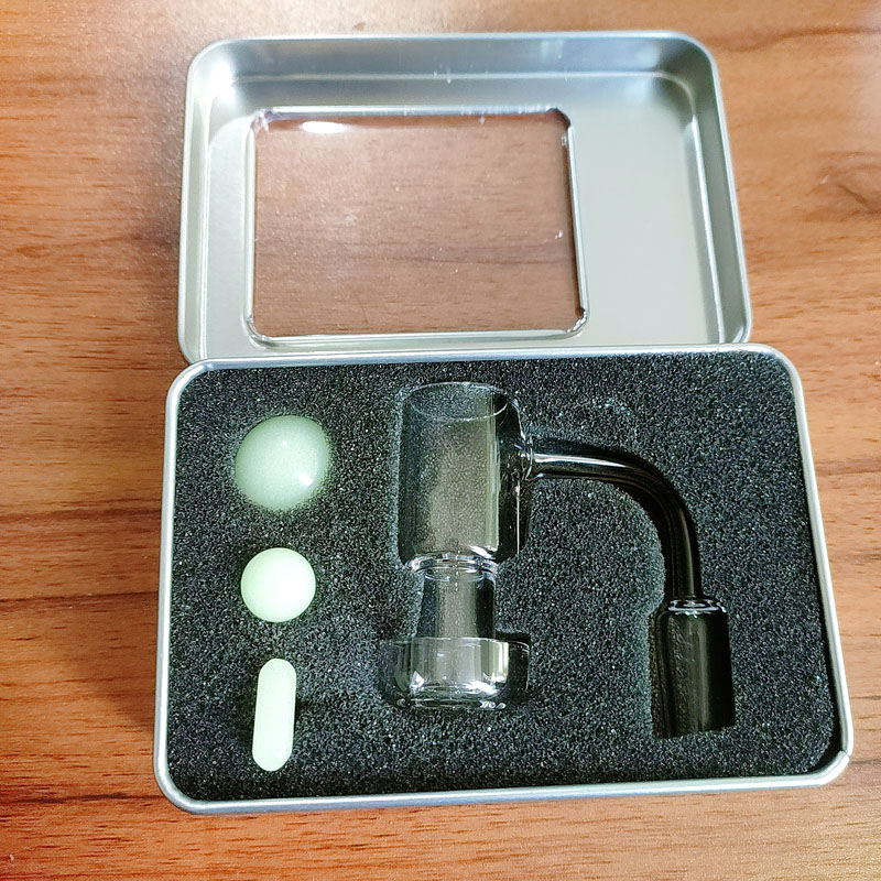 

DPQBN004 Smoking Bowl Dia 22mm 100% Terp Quartz Nail with Luminours Marbles with Metal Box Packaging