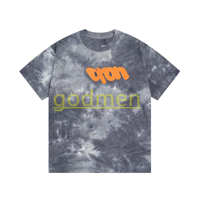 Mens Summer Tie-dye T Shirt Womens Short Sleeve Casual Tees Couples Letter Embroidery Tops Size XS-L-image-833612406