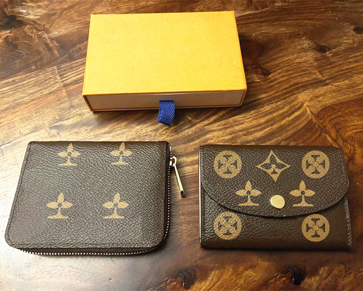 

With box M41939 M60067 Rosalie wallet Purses Holder CardHolder Women's Mens Card Holders Wallets Luxury Designers Zipper coin purse Pouch card slot Genuine Leather, 1-orange embossed