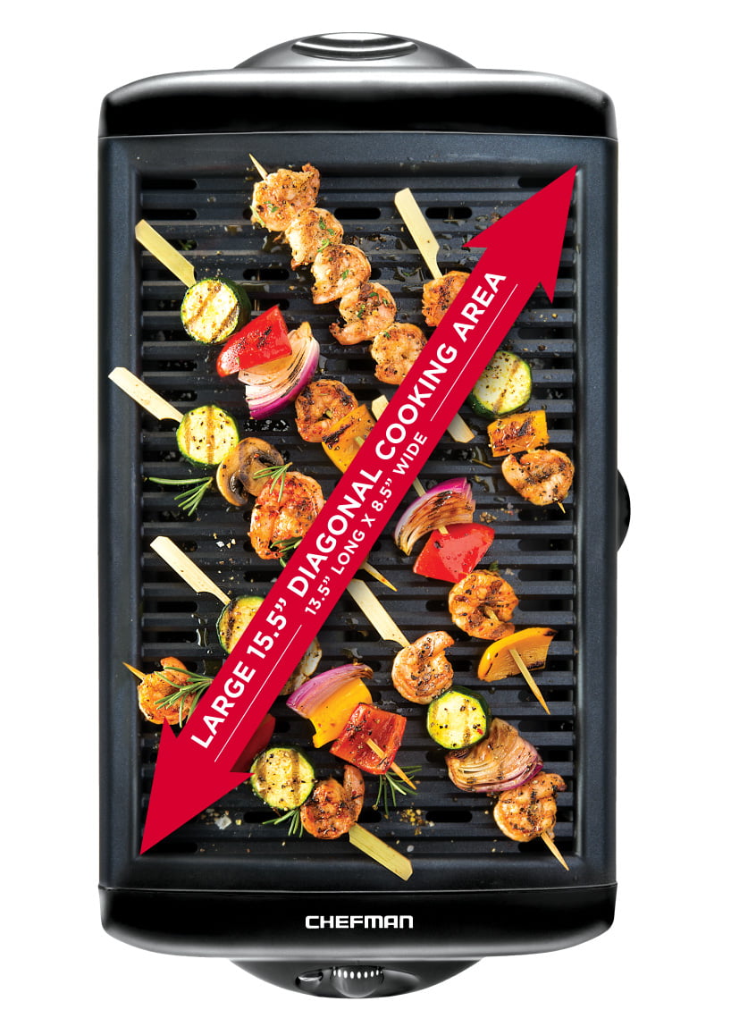 

Chefman Electric Smokeless Indoor Grill with Non-Stick Coating Temperature Control electric fryer Black