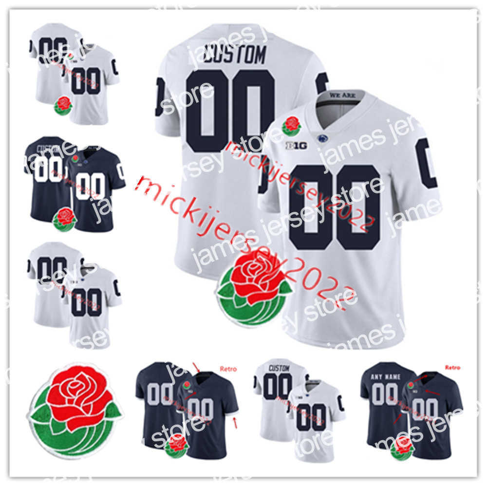 

American College Football Wear 2023 Rose Bowl Football Jersey Custom Stitched Dani Dennis-Sutton Nicholas Singleton Drew Allar Curtis Jacobs Kaden Saunders Lando, Navy/rose patch