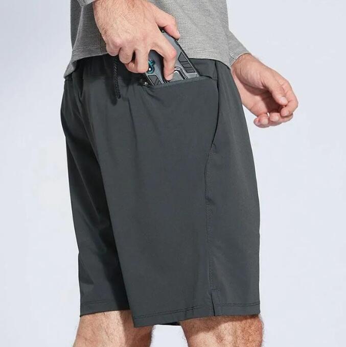 

Men Yoga Shorts Quick Drying Fitness Short Pants Have Cinchable Drawcord Summer Training Sweatpants Back Drop-In Pockets Jogging lululemens Sports lulus, Black