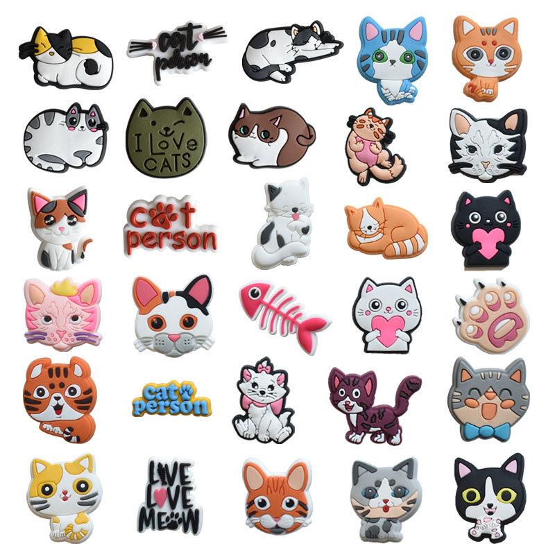 

Anime charms wholesale childhood cute cat paw dogs animal cartoon charms shoe accessories pvc decoration buckle soft rubber clog charms fast ship, Equally mixed colors