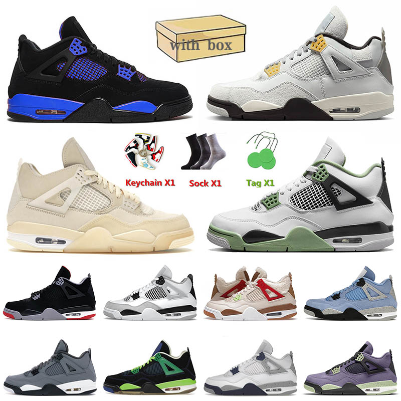 

4 Jorden With Box 2023 Men Basketball Shoes J4 Offs White Sail Photon Dust Travis Scotts Blue Thunder Jorda 4s IV Jumpman Men Women Trainers, A6 40-47
