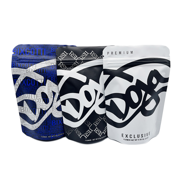 

Premium Doja empty flower mylar bags 3.5g smell proof heat seal food packaging pouch