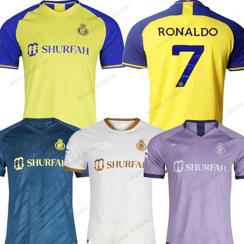 

Al Nassr RONALDO soccer jerseys 2022 2023 Cristiano CR7 Al-Nassr football shirts kids kit 22/23 player version G.Martinez Talisca Konan Home away shirt, 22-23 home kids