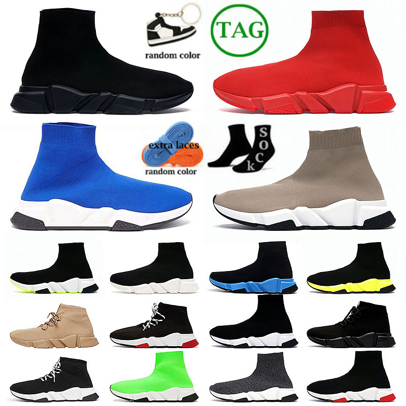 

Original Sock Shoes Men Women Speed Trainer Beige Triple Black Balencaiga Graffiti White Blue Red Clear Sole Volt lace-up Beige Running Sneakers, A1 graffiti 36-45 (2)