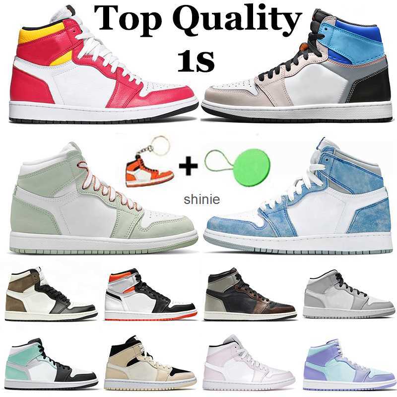 

With Socks Original Jumpman 1 1s Men Women Basketball Shoes High OG Court Purple University Blue Light Fusion Red Shadow Cactus Jack, W36 shadow 2.0 36-46