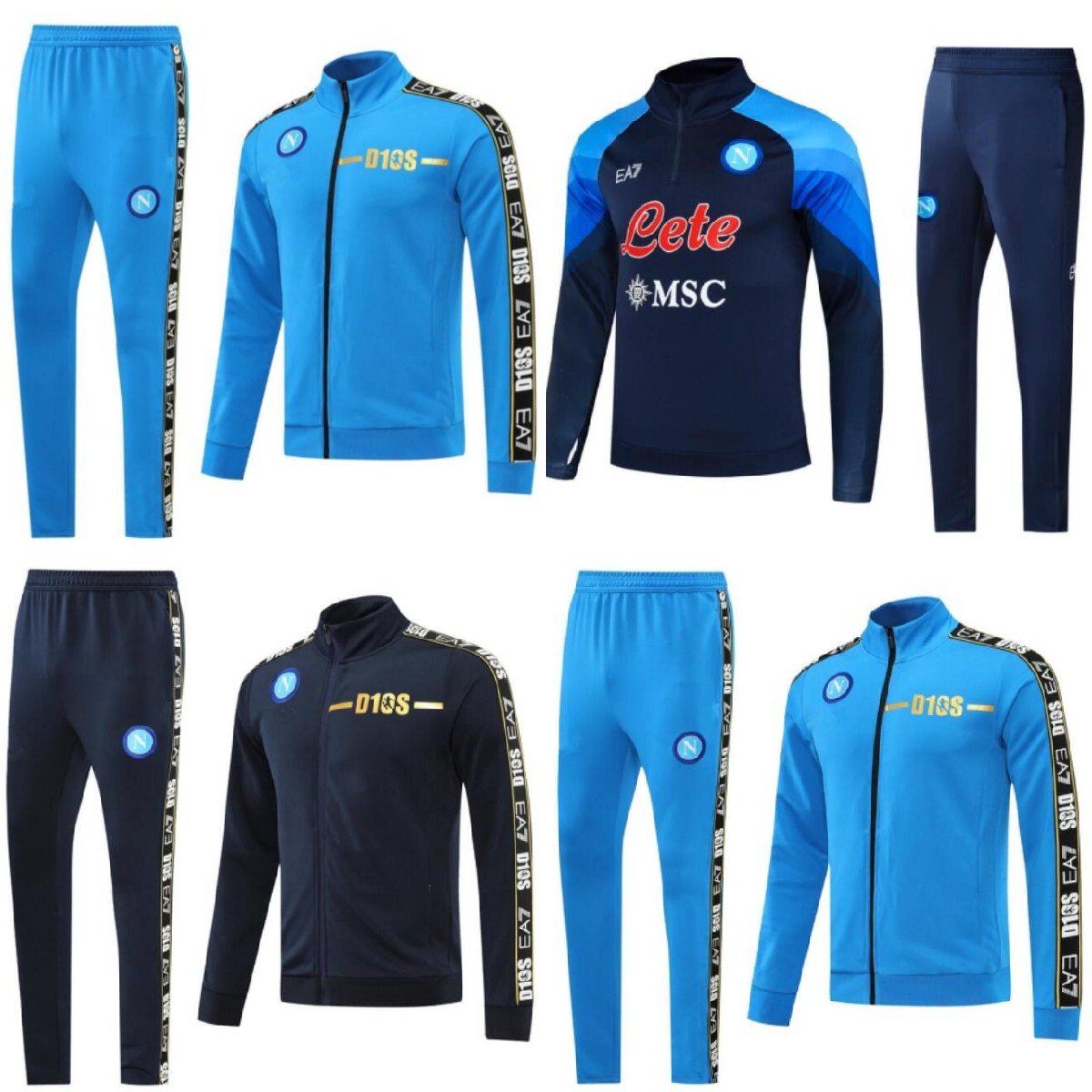 

22 23 Napoli soccer tracksuit Football Kit SSC Naples AE7 D10S Hommes Training Shirt Wear Formation tuta Chandal Squitude Jogging, Black
