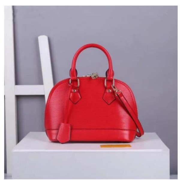 

Women Shoulder Bag Fashion Bags With Lock Tag Alma Bb 25cm Chain Messenger Bag Leather Handbags Shell Purse Cosmetic Crossbody Totes, Red