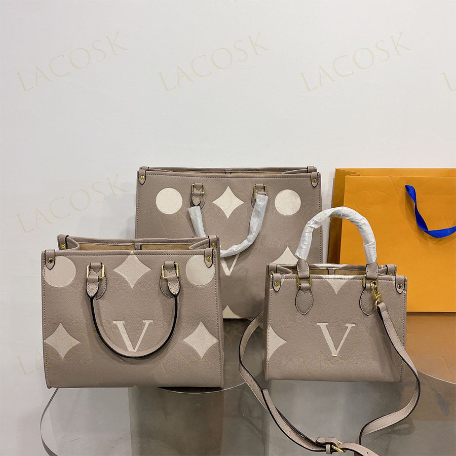 

Designer Women Totes Trend New Colors Fashion Large Handbags Totes Embossed Shoulder Bag Ladies Shopping Bags 25CM 30CM 42CM, All khaki