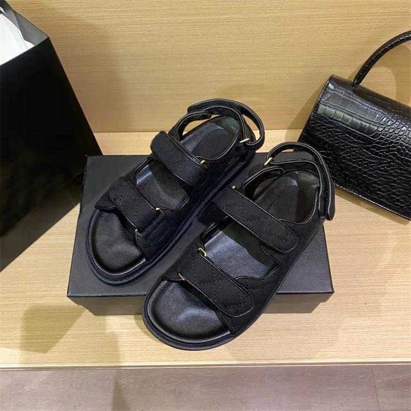 

Designer Buckle Sandals dad sandals leather chain gold High Quality women Slippers Crystal Calf quilted Platform Summer Beach Slipper 35-40 chanel, White 02