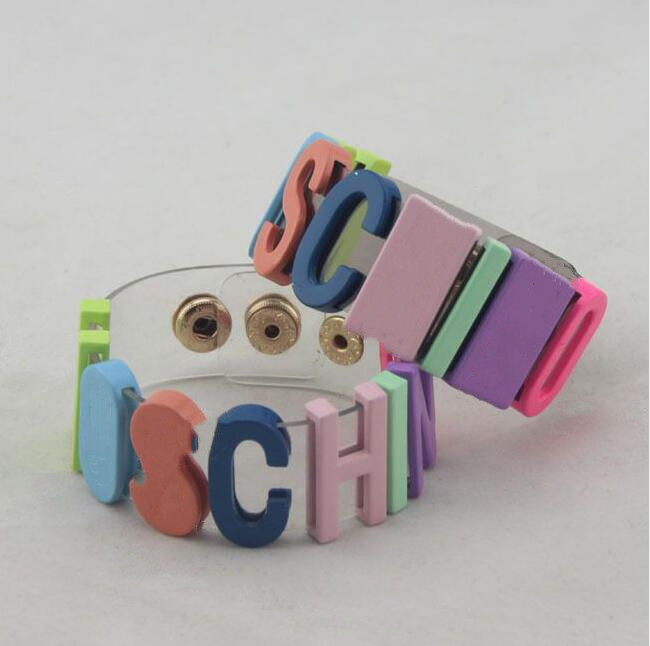 

Very cute Candy color Letters Charm Bracelets Fashion Designer Jewelry Womens bracelet Wedding Accessories Hip Hop girl lucky bangles