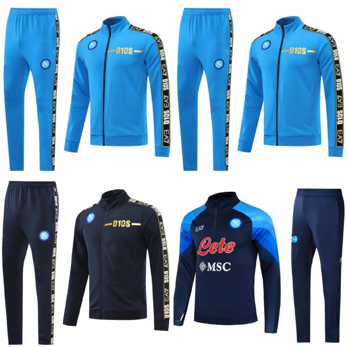 

22 23 Napoli TrackSuit kit Naples AE7 Hommes training suit wear Formation tuta Chandal soccer jerseys survetement foot maillot de football jackets, White