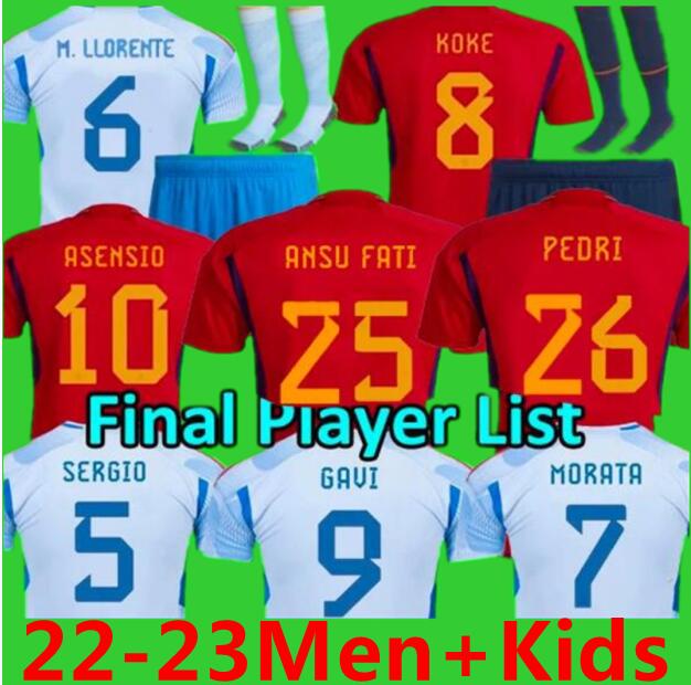 

2022 spain soccer jerseys Espana PEDRI FERRAN RODRIGO MORATA GAVI football shirt ANSU FATI KOKE ASENSIO M. LLORENTE SERGIO men and kids kits goalkeeper women pre match, Adult away player