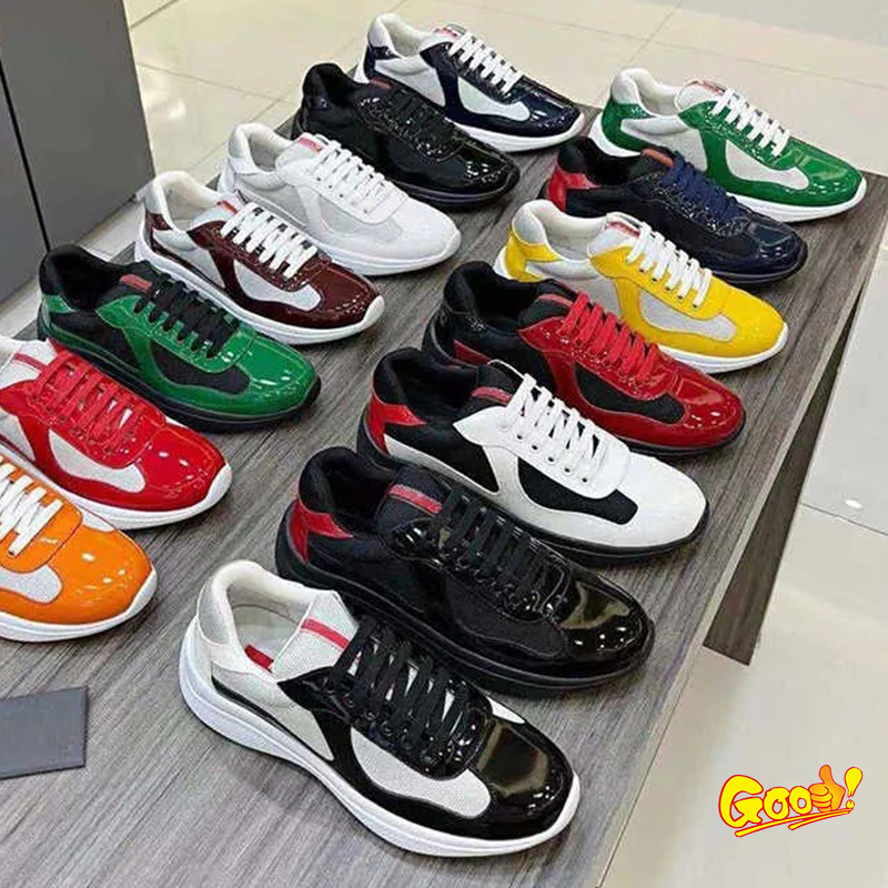 

Mens Casual shoes America Cup Xl Leather Sneakers Patent Flat Trainers Black Mesh Lace-up Outdoor Trainer pradas men Sneaker, Color 15