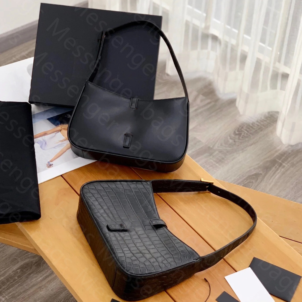 

LE 5 A 7 HOBO BAG Designer bags crossbody shoulder bag purses designer woman handbag Armpit bags Baguette With An Adjustable Strap Underwarm CASSANDRE hook handbag, White-crocodile