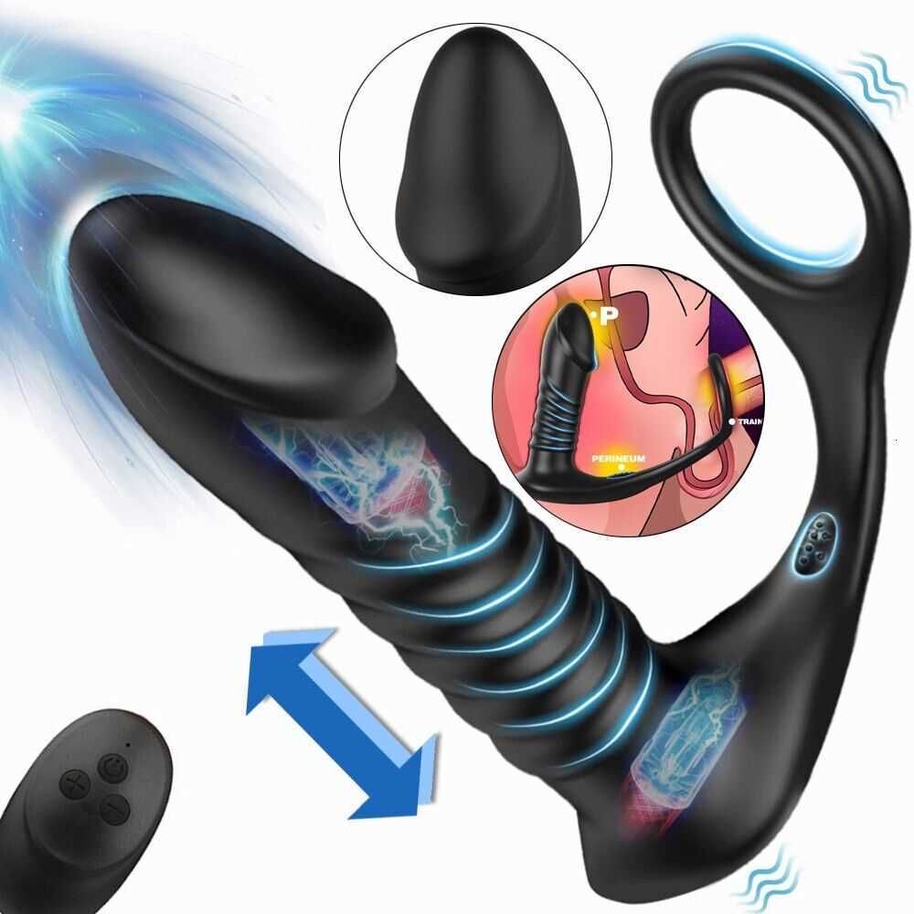 

Adult toy Sex massager Thrusting Vibrator For Men Prostate Stimulation Anus Massager Cock Ring Anal Butt Plug Dildo Vibrators Toy Adult Gay, Anal plug beads