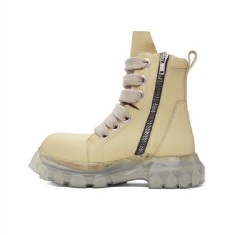 

2023ss Transparent Beetle Bottom Mage Lace Boots Genuine Leather Bozze Sole Rock Botas