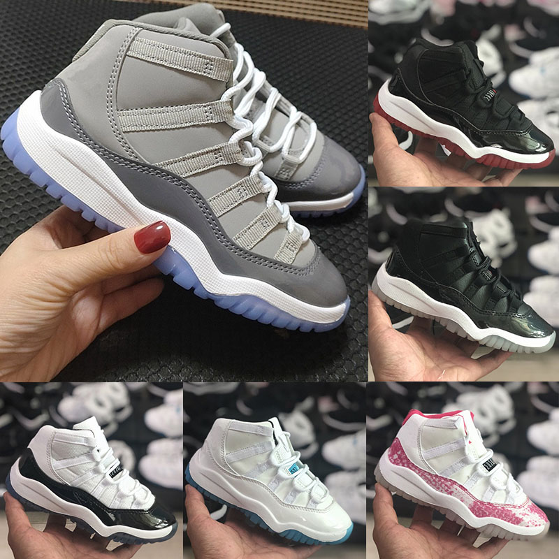 

2023 Kids 11S Kid Basketball shoes Space Cool Grey Jam Bred Concords Youth fashion Boys Sneakers Children Boy Girl White Athletic Toddlers Outdoor Size 28-35