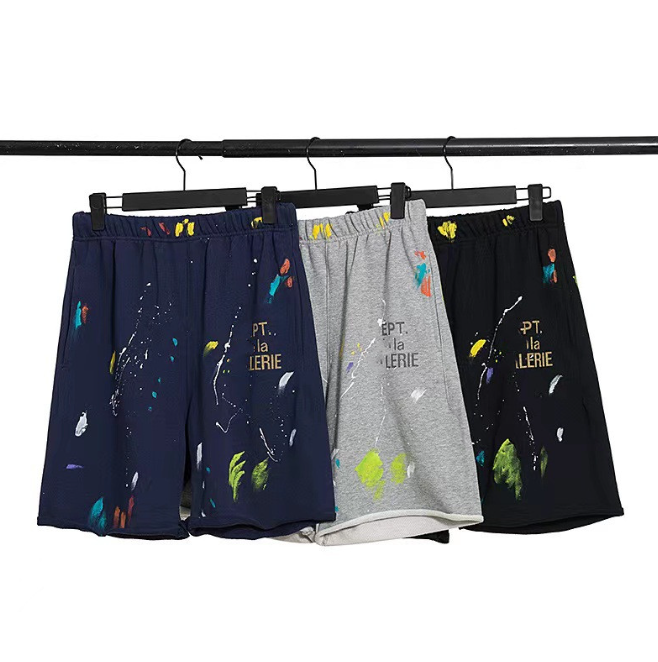 

Cross-Border Fashion Shorts Men' and Women' High Street Graffiti Splashed Ink Printing Leisure Sports Fifth Pants, Gray