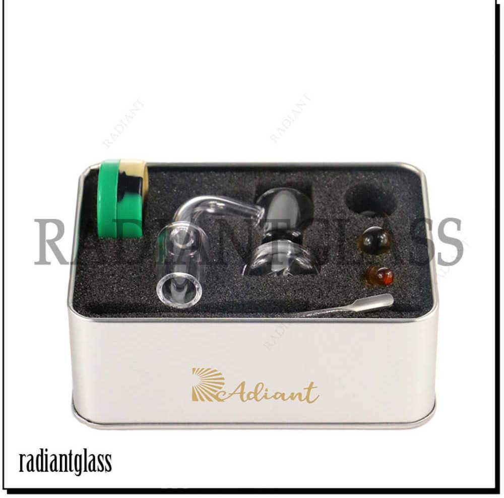 

Smoking 14mm 18mm Quartz Banger Set Radiantglass 45 90 Degree Full Weld with Turp Slurper Silicone Container and Metal Nail for Glass Bong Dab Rig