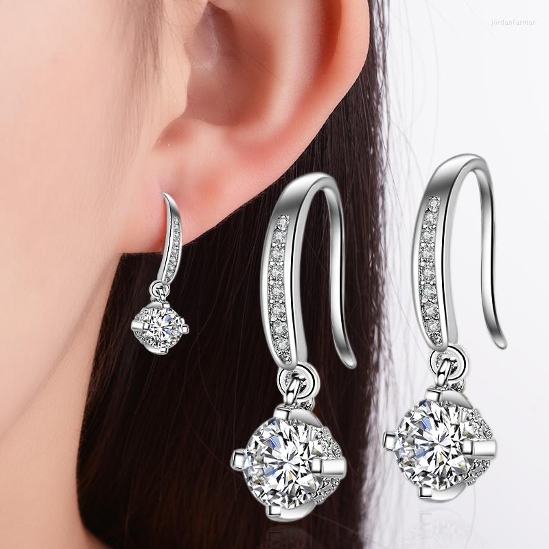 

Dangle Earrings Real 1 Carat Moissanite Drop For Women 925 Sterling Silver Diamond Wedding Fine Jewelry Gifts