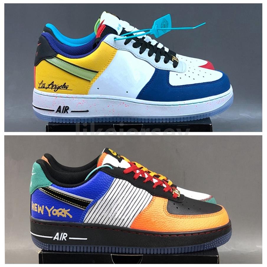 

New Low 1 07 What The LA NYC One 1s Stitching Graffiti Mens Women Designer Sports Sneakers Platform Trainers Size 36-462513, #1