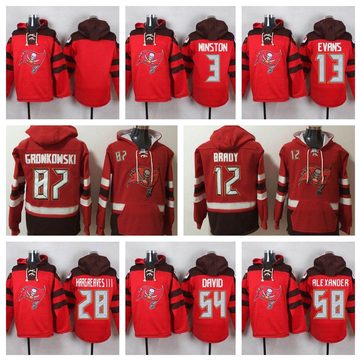 

Jersey Men's Custom Tom Brady Rob Gronkowski Red Ageless Kwon Alexander Must-Have Lace-Up Player Pullover Hoodie football