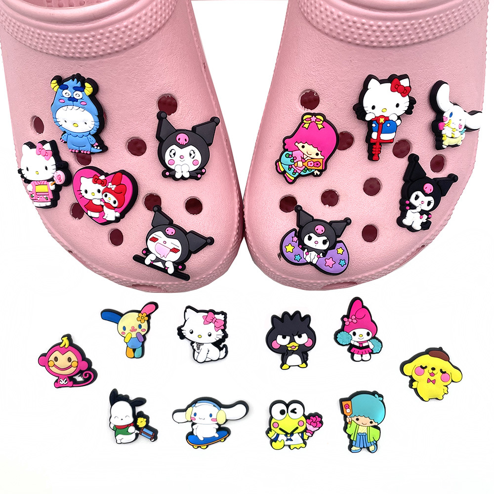 

Anime charms wholesale childhood memories cats kitten melody kuromi funny gift cartoon croc charms shoe accessories pvc decoration buckle soft rubber clog charms, Equally mixed colors