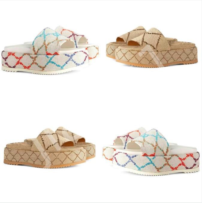 

Fashion Designer Women's Platform Sandals Slippers Slide 2023 Luxury Flat High Heels Flip Flops Shoes Embroidered Platform Rubber Sandal Casual womans