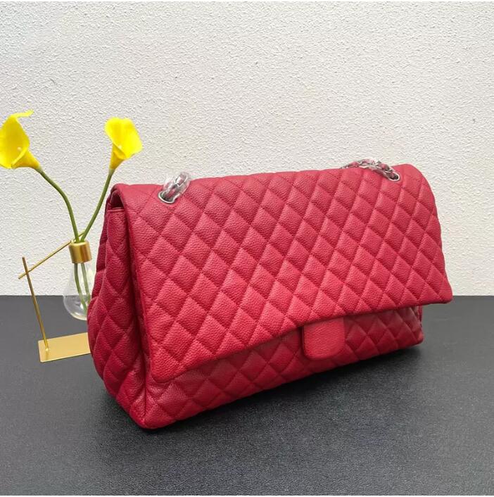 

22P F/W Classic Shoulder Bags Maxi Single Flap Caviar Leather Quilted Bags Cowhide Aged Silve/Gold Meatl Hardware Matelasse Chain Large Capacity Crossbody Handbags