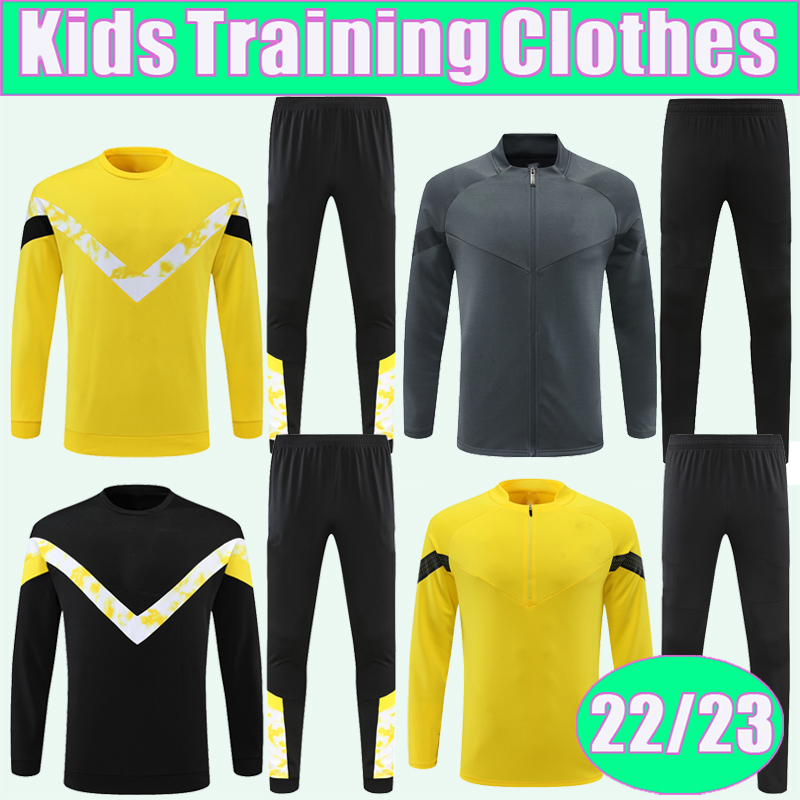 

2223 REUS HAZARD HUMMELS Kit Kids Suit Soccer Jerseys Training Wear BRANDT MALEN REYNA BELLINGHAM MEUNIER KAMARA Crew Neck Tracksuit Childs Football Shirts, C1116g706 22 23 kids crew neck black