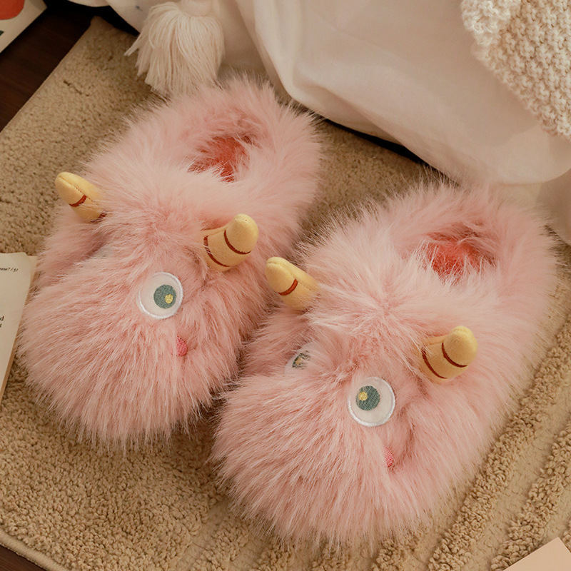 

Cute Cotton Slippers Women Fluffy Slippers Winter Warm Plush House Slippers Indoor Moccasins, Pink